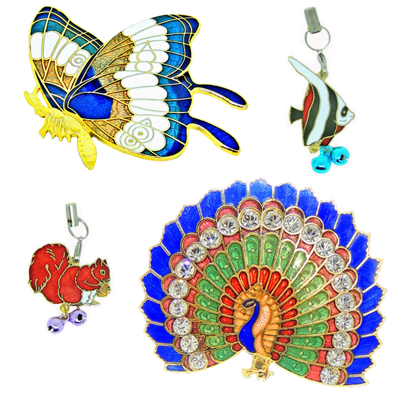 Enamel brooch & charm